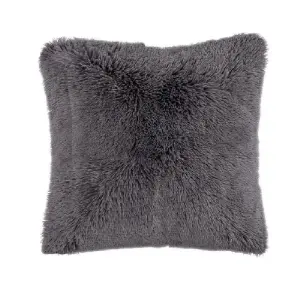 Cojin x2 Decorativo Peludo Gris Oscuro