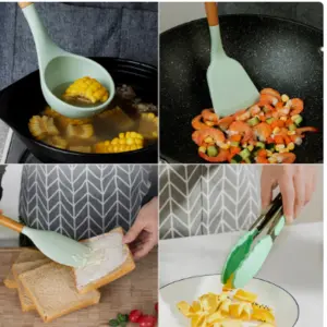 Utensilios de cocina de silicona con man