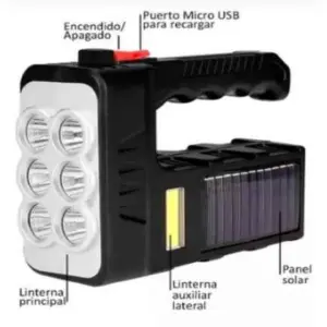 Linterna led recargable con panel solar