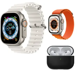 Set Ultra Watch 2 Manillas Con Audífonos