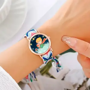 Reloj Principito Dorado Tejido Artesanal
