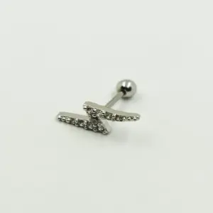 PIERCING PLATEADO RAYO CON CRISTALES