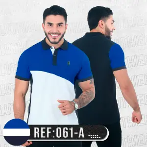 061A POLO COMBINADA NEGRO BLANCO