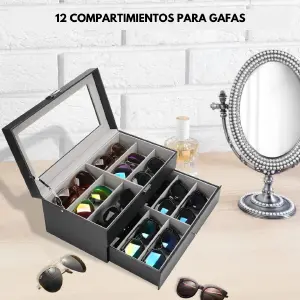 Relojera de Gafas de 2 Niveles con 12 Puestos: ¡Organización y Estilo! - Relojera De Gafas 2 Niveles 12 Puestos