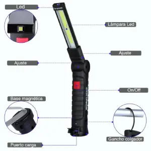 Linterna LED Giratoria Recargable: Ilumina tu camino con seguridad y estilo - Linterna Led Giratoria Recargable
