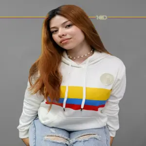 Buzo Colombia Bandera Marfil - Bordado
