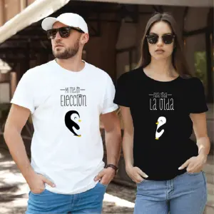 Camiseta estampada T-shirt pareja pingui
