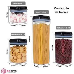 Hermeticos Alimentos 7 Piezas TAPA BLANC