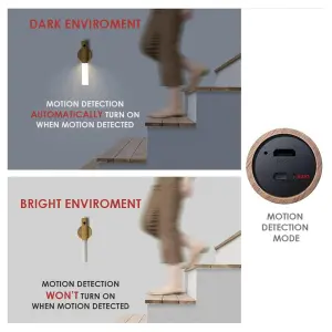 Lampara Sensor Movimiento Madera Vara