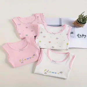 4 Camiseta Sin Mangas De Algodón Para Ni