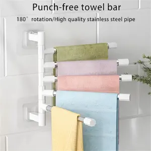 Toallero Pared 4 Barras Metal Acero 180º