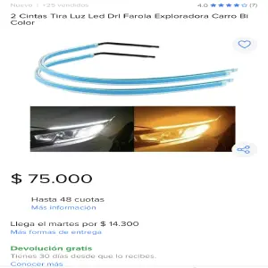PAR DE TIRAS DE LUZ LED DRL 60Cm  BLANCA