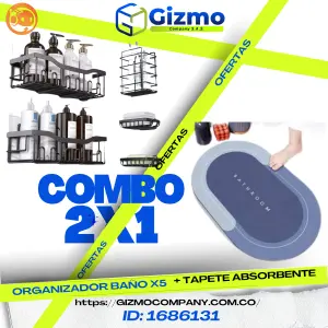 Combo Organizador X5 Baño, Tapete Absorb