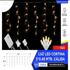 LUCES LED CORTINA NAVIDAD 3 METROS