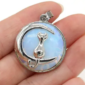 Collar Cuarzo Gato Piedra Luna Estuche