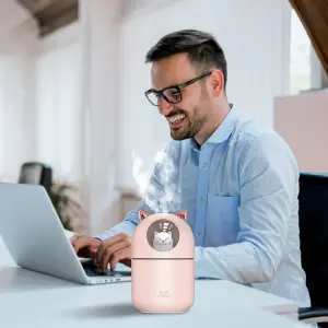 Difusor Gato Aromatizante Luces Led Hum
