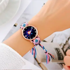 Reloj Sistema Solar Dorado Tejido Artesa