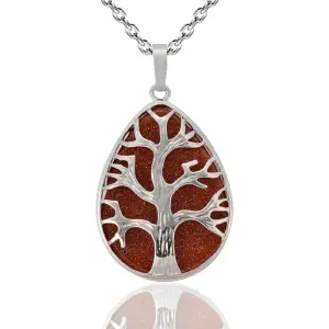 Collar Cuarzo Lluvia De Oro Arbol Ovala