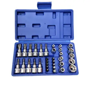 Juego de Copas Torx de 34 Piezas: ¡La Precisión que Necesitas! - Juego De Copas Torx 34 piezas 1/4" y 3/8