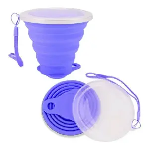 Vaso Plegable De Silicona Con Tapa Porta