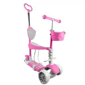 Monopatin Led Scooter 5 en 1 Coche Rosa