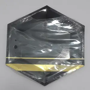 PLATO FIESTA HEXAGONAL NEGRO DORADO  23