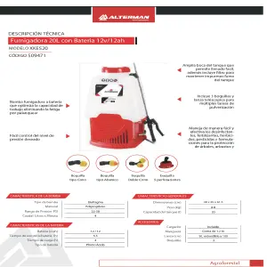 Fumigadora a Batería Alterman: 20 Litros de Potencia - Fumigadora a Bateria x20 Litros Alterman