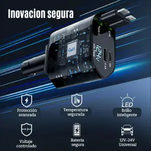 Cargador de Coche 4 en 1: Carga Rápida de 120W - Cargador Carro 4 En 1 Carga de 120W