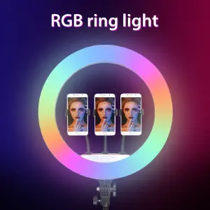 Aro de luz RGB 45 cm accesorios + trípod