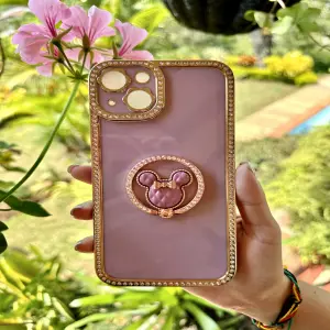 IPHONE 13 FUNDA DIAMANTE LILA POP SOCKET