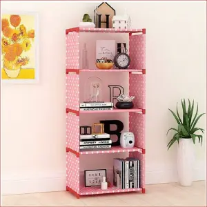 Estante de libros portátil rosado