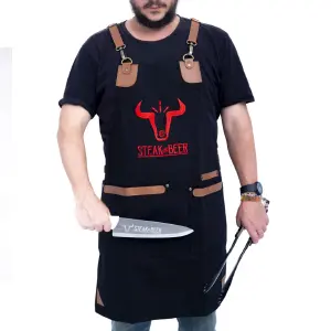 DELANTAL TELA Y CUERO: Elegancia y Resistencia en un Solo Delantal - DELANTAL TELA Y CUERO