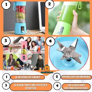 Licuadora Portátil Batidora Usb Recarga: ¡Tu Aliada Perfecta para un Estilo de Vida Saludable! - Licuadora Portátil Batidora Usb Recarga