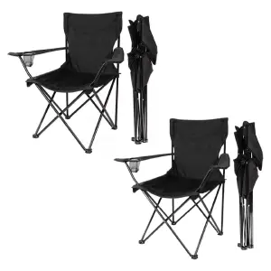 Sillas Plegables Camping x2 con Portavasos: ¡Tu Comodidad al Aire Libre! - Silla Plegable Con Portavasos Camping x2