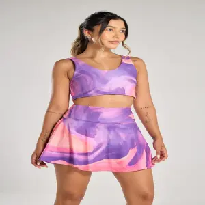 SET TOP DOBLE FLAZ + FALDA SHORT LILAC