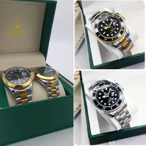 ROLEX DE PAREJA+BICOLORNEGRO+PLATANEGRO