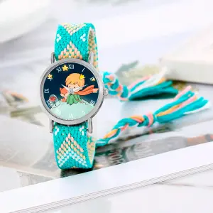 Reloj Principito Zorrito Plateado Tejido