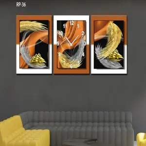 RELOJ PARED ESTILO POLIPTICO 3 PIE RP-36: Elegancia y Precisión en tu Hogar - RELOJ PARED ESTILO POLIPTICO 3 PIE RP-36