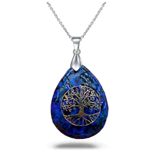 Collar Cuarzo Gota Árbol De Vida Cuarzo
