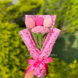 Ramo 3 tulipanes y 1 rosa