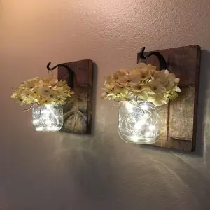 LAMPARA VINTAGE ( hortensias beige)
