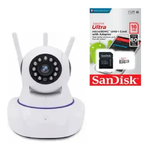 Combo Camara Ip Wifi 2mpx 3 Antenas + M