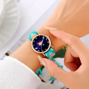 Reloj Luna Fase Lunar Dorado Tejido