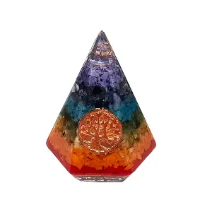 Pirámide 7 Chakras Cuarzo Natural Orgoni