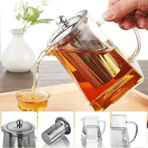 Tetera de Vidrio Elegante con Infusor de Acero Inoxidable - Tetera De Vidrio Con Infusor De Acero