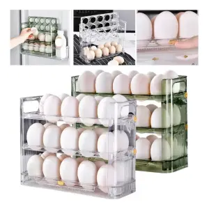 Organizador de Huevos de 3 Niveles: ¡Maximiza tu Espacio! - Organizador Estante De Huevos 3 niveles