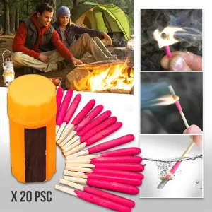 Fósforos Impermeables X20 Camping F01: Tu Encendido Fiable en Cualquier Clima - Fósforos Impermeables X20 Camping F01
