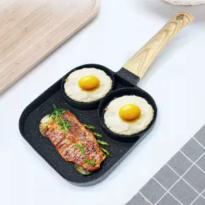 Sartén Antiadherente 3 Puestos Multiusos: ¡Cocina Rápido y Fácil! - Sartén Antiadherente 3 Puestos Multiusos