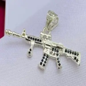 Dije Rodiado Rifle con Piedra Negra: Elegancia y Poder en una Joya Única - Dije Rodio Rifle Piedra Negra