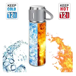 Termo Vacuum 3 Tazas: Tu Compañero Ideal para Bebidas Calientes o Frías - Termo Vacuum 3 Tazas Acero Inoxidable